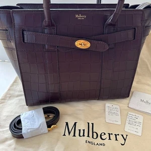 Mulberry Small Zip Top Bayswater Bordeaux Leather Handbag Authentic From JP - Picture 1 of 14