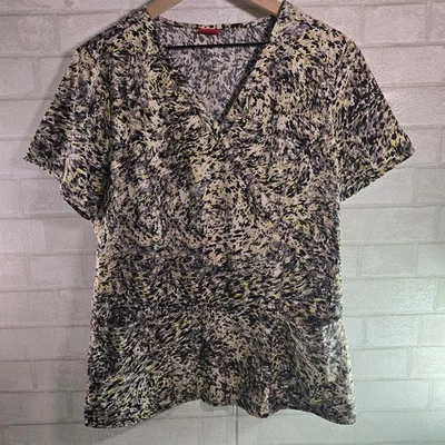 Dickies Scrub Top Purple Black Colorful Splatter Abstract Print Women's L - Image 1 of 4