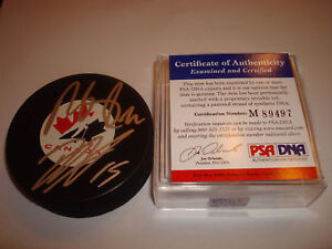 Dan Boyle & Dany Heatley Signed Team Canada Hockey Puck PSA/DNA COA a