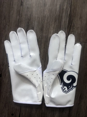 Nike Los Angeles LA Rams football Gloves Promo Gold White XL Vapor Jet 5 Logo WR Cover