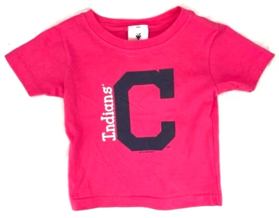 NEW Cleveland Guardians Indians MLB Soft As A Grape SS Pink T-Shirt Infant 12 MO - Image 1 of 4