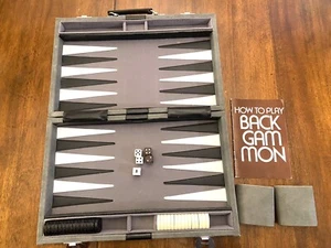 Juego de Backgammon Vintage Maletín Terciopelo Verde Estuche de Viaje - Imagen 1 de 5
