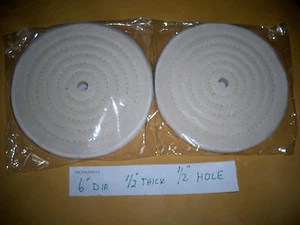 2 -6" Buffing Wheel 1/2" thick 1/2" Hole spiral sewn For Bench Grinder Polishing - Picture 1 of 1