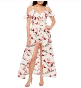 🛍️Premier Amour Ivory Multi Floral Print Adjust. Strap Romper Maxi ~ 8 M3020 🛍 - Bild 1 von 18