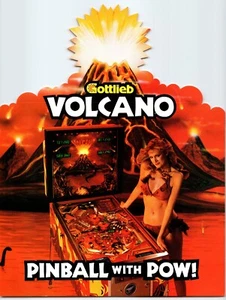 1981 Gottlieb Volcano Pinball Flyer – Original Die‑Cut Promo Sheet Double‑Sided - Picture 1 of 2
