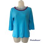 Jules Allen 100% Cotton Turquoise and Pink Top - Size Large