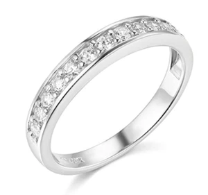 1.55 Ct Created Diamond Round Pavé 14K White Gold Wedding Anniversary Band Ring - Picture 1 of 3