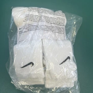 6 PAIR NIKE EVERYDAY PLUS Performance Crew DRI-FIT Socks WHITE Men 12-15 - Picture 1 of 4