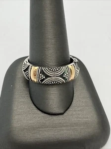 SUARTI BALI BA STERLINGSILBER 925 & 18K GOLD 7MM SCROLL ZIGARREN BAND RING 10 1/4 - Bild 1 von 6