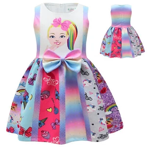 SUMMER Jojo-Siwa Girls Dress Princess Sleeveless Dresses Baby Casual Skirt Gift - Picture 1 of 9