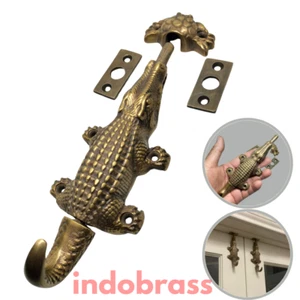6.25″ Inches Amazing Solid Brass VINTAGE Crocodile Gate Door Latch Slot Antique - Picture 1 of 3