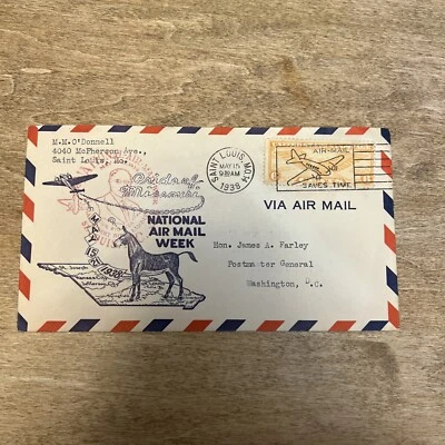 1938 Pride Of  Missouri  National Air Week Cover Airmail St. Louis To D.C.  - Image 1 of 4