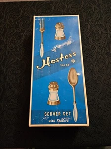 UNUSED Vintage 4-Piece Hostess Salad Server Set with Shakers - Picture 1 of 11