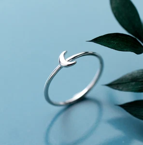 Anillo Delgado de Plata Esterlina 925 Luna Kunckle Midi Banda Delgada Regalo A3432 - Imagen 1 de 3