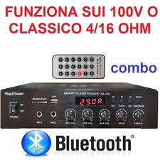 Amplificador Estéreo Combo 100V / 4-16 Ohm 400W Bluetooth+Pantalla+ USB Altavoz