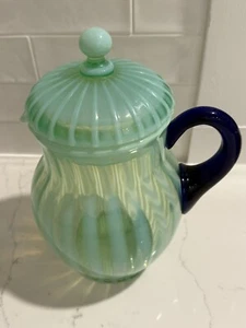 Fenton Glass Vaseline Rib Optic Pitcher, circa 1930 - Picture 1 of 11