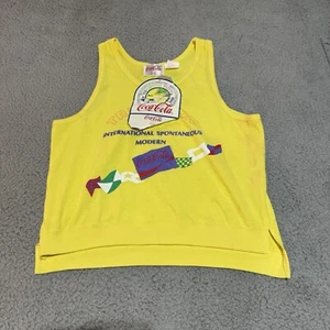 Vintage Coca Cola Tank Top Yellow Triathalon Adult Size Large 1988 Rare 80s - Picture 1 of 15