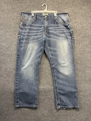 Pantalones de mezclilla Ariat Jeans para hombre 42x30 corte boot relajado M4 bigotes lavado medio Foto 1 de 4