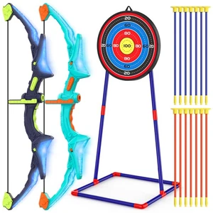 Confezione da 2 Set Arco e Frecce per Bambini, Set Tiro con l'Arco Illumina con 14 Ventose A... - Foto 1 di 8