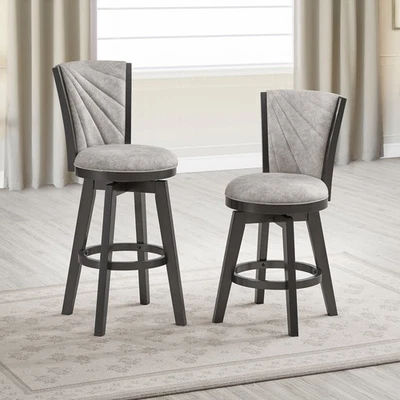 Banquetas giratórias estofadas Boyce 24" altura balcão (conjunto de 2) prata/cinza - Imagem 1 de 3