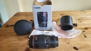 canon ef 100 mm f 2.8 L macro IS USM lens, Hoya lens protector, original box - Picture 1 of 12
