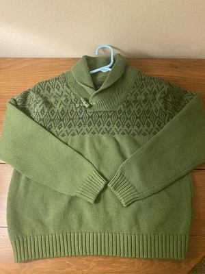 Boy’s Gioberti Green Cowl Neck Fair Isle Sweater Sz14 XL 100% Cotton Christmas - Image 1 of 4