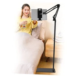 Tablet Floor Stand, Adjustable Universal 360-degree Rotatable Metal Black - Picture 1 of 7