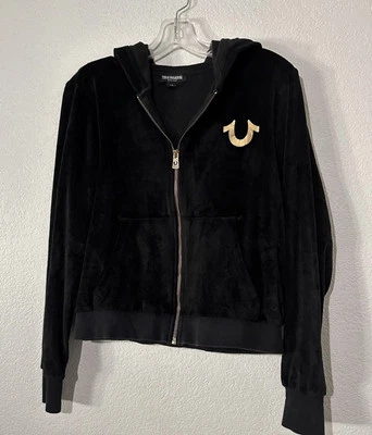 Juego de calcomanías True Religion de terciopelo negro talla mediana doradas y plateadas Foto 1 de 4