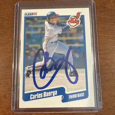 Carlos Baerga Autographed 1990 Fleer Update U-90 Rookie Card Cleveland Indians - Image 1 of 2