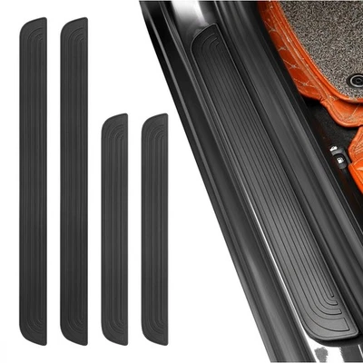 4PCS For Cadillac Black Rubber Car Door Scuff Sill Cover Panel Step Protector - Image 1 of 4