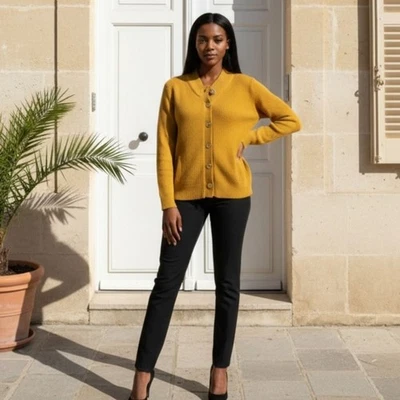 Cárdigan Charter Club para mujer mostaza con botones talla XL preppy clásico Foto 1 de 4