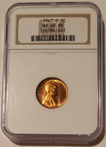 1947 D Lincoln Wheat Cent MS65 RED NGC - Picture 1 of 4
