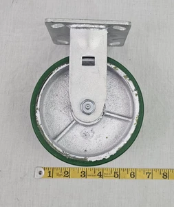 NEW 6" X 2" HEAVY DUTY POLYURETHANE PLATE MOUNT RIGID WHEEL CASTER 2" WIDE - Picture 1 of 4