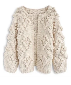 Cárdigan Suéter CHICWISH Tejido Your Love Frente Abierto Marfil Hecho a Mano Corazón Talla S M - Imagen 1 de 8