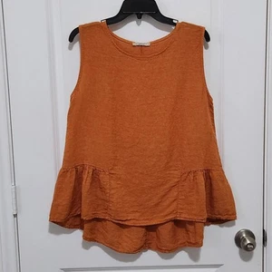 Francesca Bettini Damen L 100% Leinen ärmelloses Schößchen Top orange (Mangel) - Bild 1 von 6