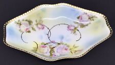 Antique Royal Rudolstadt Candy Dish Hand Painted Flowers Gold Accents