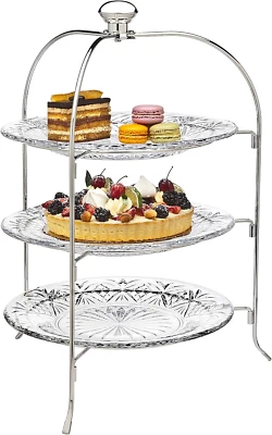 Godinger 3 Tiered Platter Stand - Dublin Crystal Collection