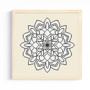 Black and White Mandala Cross Stitch Pattern/Chart  - Picture 1 of 4