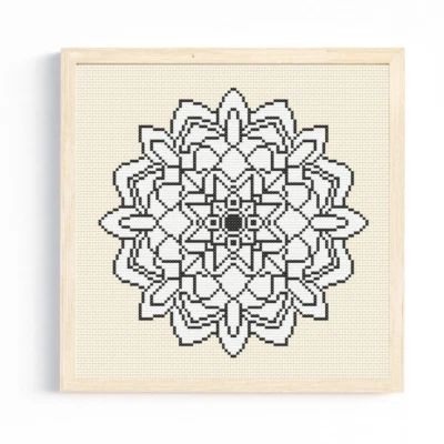 Black and White Mandala Cross Stitch Pattern/Chart  - Image 1 of 4