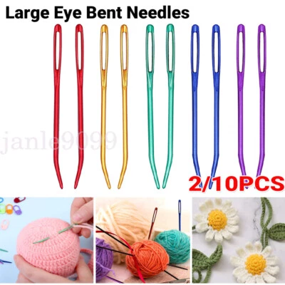 2/10PC Large Eye Bent Tip Needles Knitting Crochet Yarn Darning Needle Aluminium - Image 1 of 4