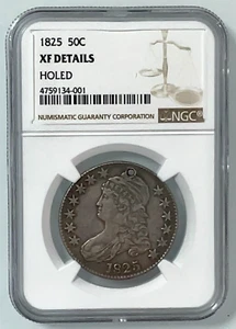 1825 Capped Bust Early Silver Half Dollar 50C NGC XF Details Holed - Picture 1 of 4
