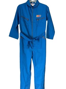 Vintage 1980s NASCAR Blue Mechanic Coveralls Made in USA Size L - Picture 1 of 6