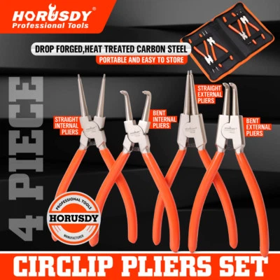 4pc 7" Circlip Plier Snap Ring Pliers Portable Internal External Retaining Clip - Image 1 of 4