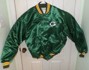 VTG DeLong NFL Green Bay Packers Bomber Coat Jacket 2XL Satin Snap Button Adult - Picture 1 of 7