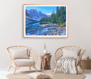 Moraine Lake Print, Canada Wall Art, Mountain Framed Nature Wall Art, Natural - Picture 1 of 5