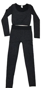 No Boundaries Set Seamless Pants Blouse Party Casual Black Metallic M - Picture 1 of 6