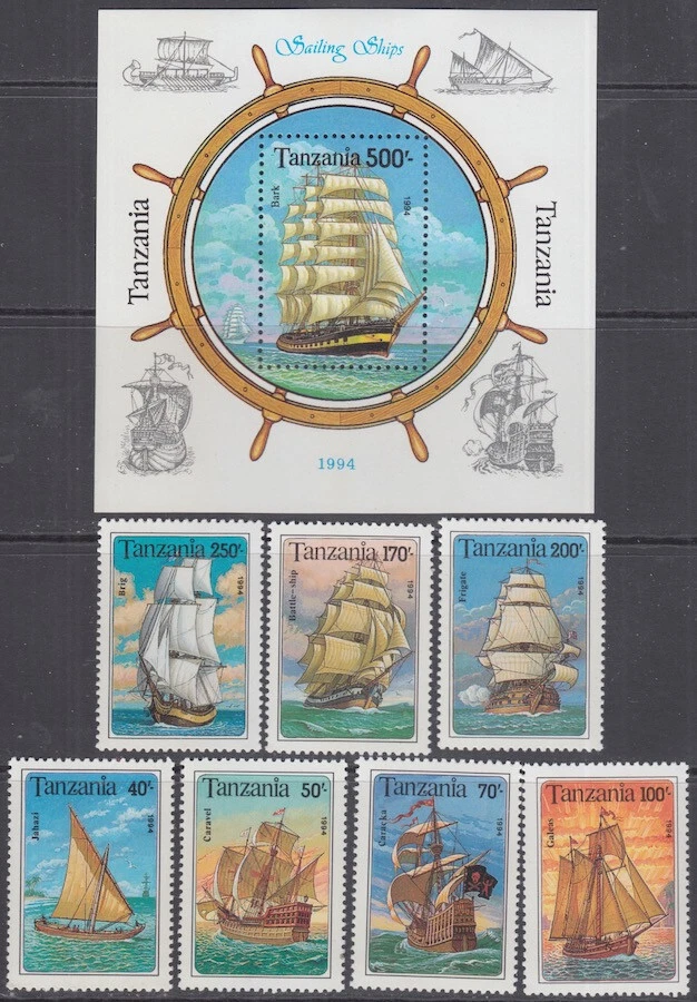 TANZANIA Sc # 1209-16 CPL MNH SET DE 7 + S/S - VARIOS VELEROS Foto 1 de 1