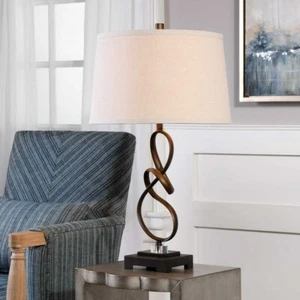 TENLEY MODERN ART INSPIRED TWISTED STEEL XL 27" TABLE LAMP UTTERMOST 27530 - Picture 1 of 3