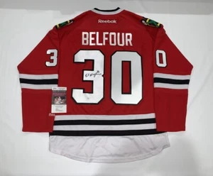 ED BELFOUR SIGNED RBK PREM CHICAGO BLACKHAWKS 1992 STANLEY CUP JERSEY JSA COA - Picture 1 of 3