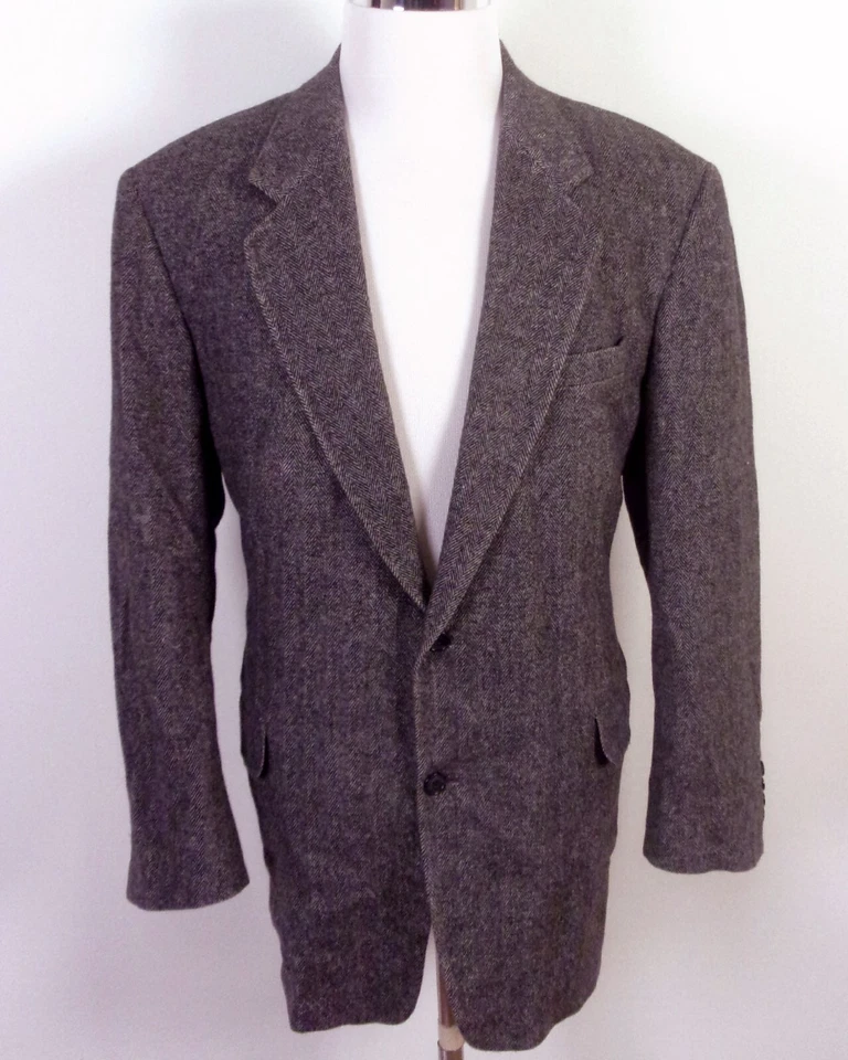 Blazer Abrigo Deportivo Usado en Excelente Condición Chereskin Gris Espiga Tweed Mezcla Cabello Camello Talla 46 L Foto 1 de 4